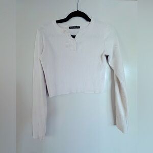 Brandy Melville white long sleeve crop top